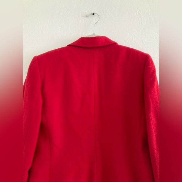 Vintage Lands' End Wool Cashmere Blazer Red Shoulder Pads Academia Preppy Size 8 - Picture 10 of 13